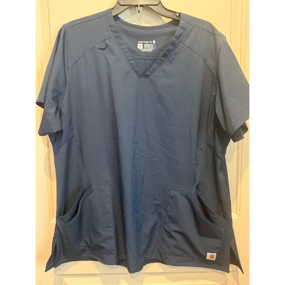 Carharrt Force Modern Fit Scrub Top Women's Navy Blue Size XL
